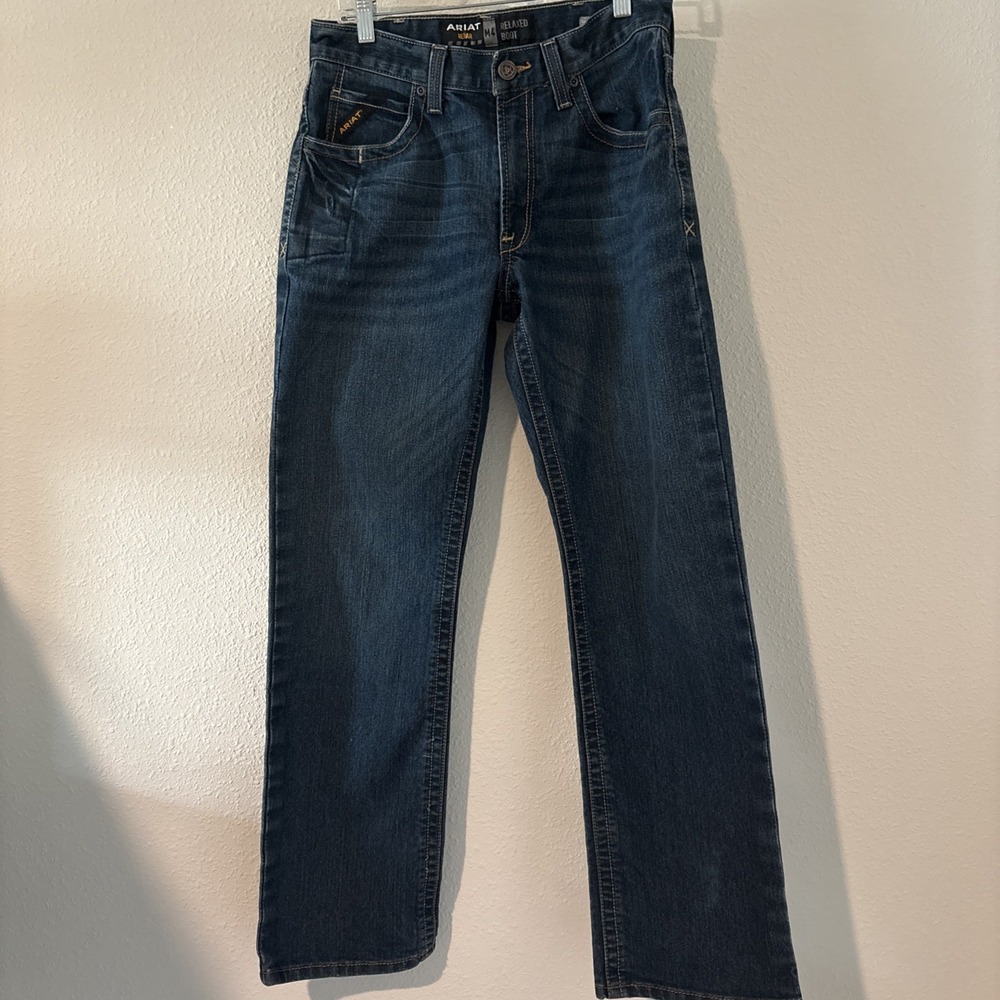 Ariat Rebar M4 Durastretch Edge Boot Cut Mens Work Jeans Blue Denim 30 X 32